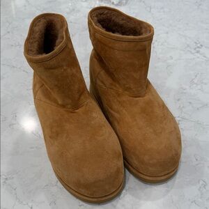 Amina Muaddi suede shearling boots